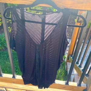 Guess black sheer top with beads down the center medium